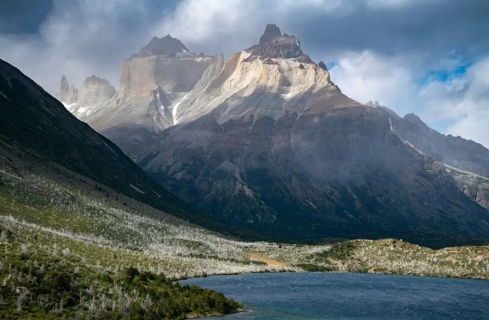 Wind tearing across a glacial lake