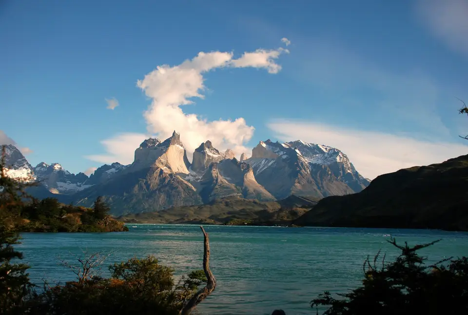Torres del Paine granite towers glowing at first light